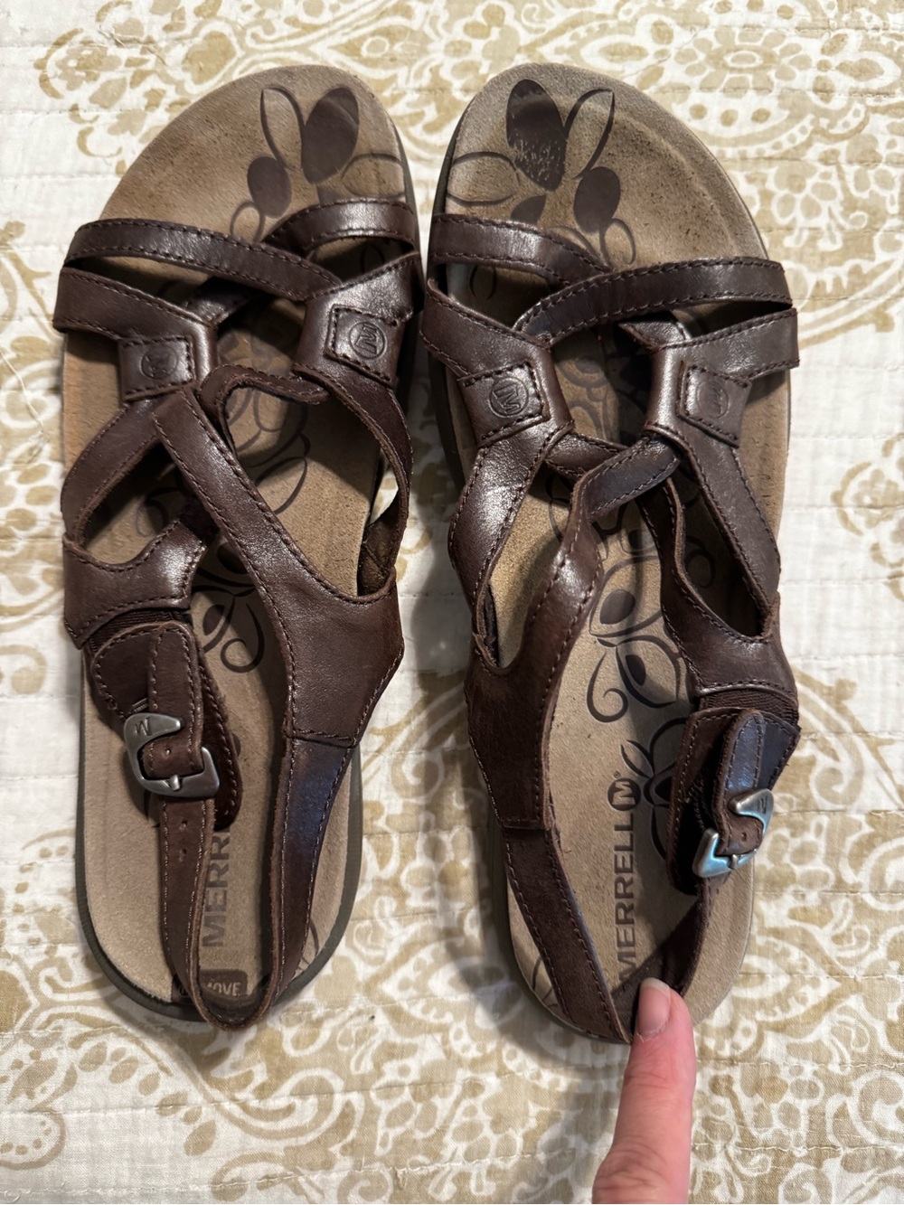 Merrell Women's Dark Brown Leather Strappy Sandals